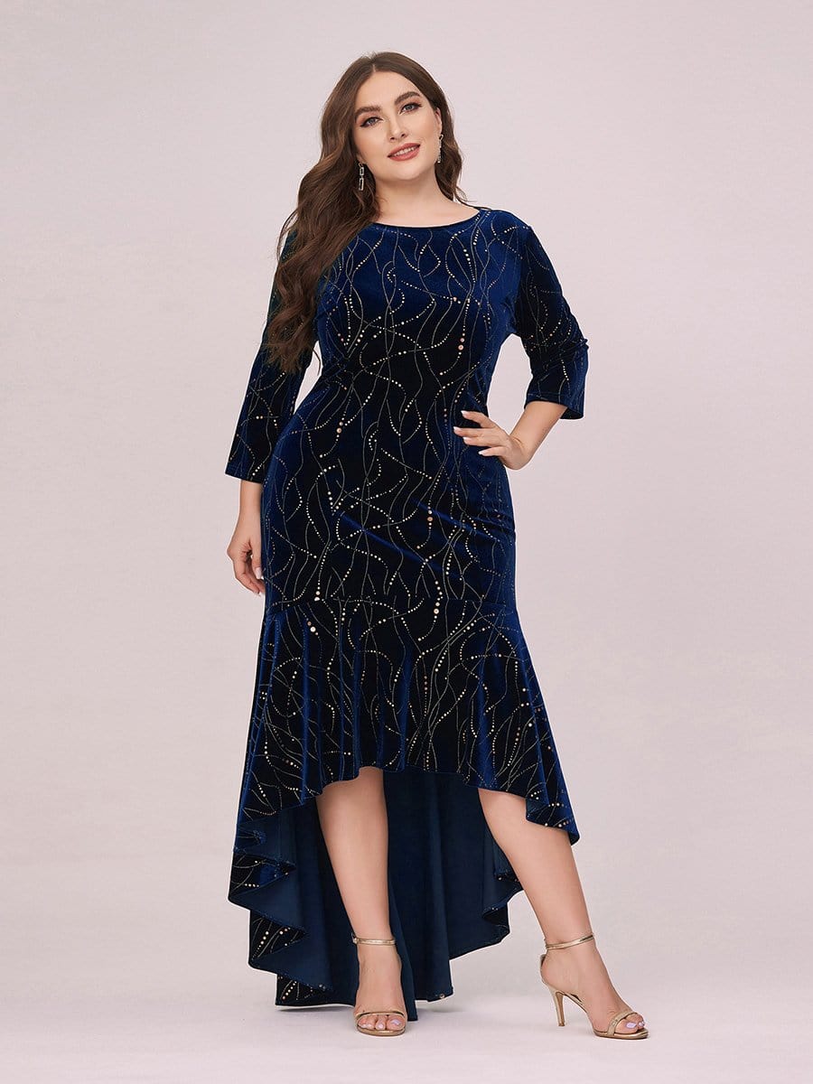 Sophisticated Plus Size Velvet Fishtail Evening Dress