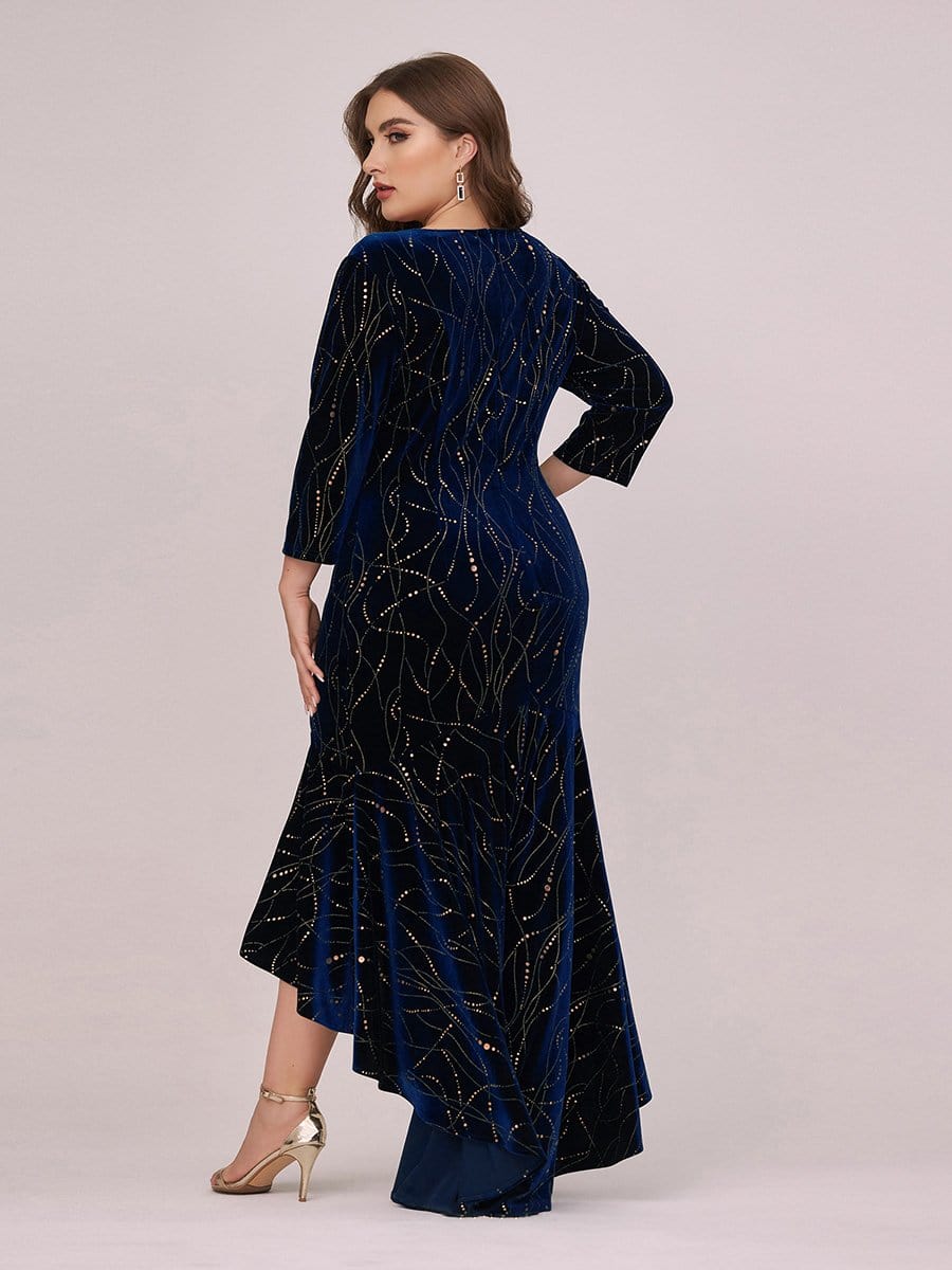 Sophisticated Plus Size Velvet Fishtail Evening Dress