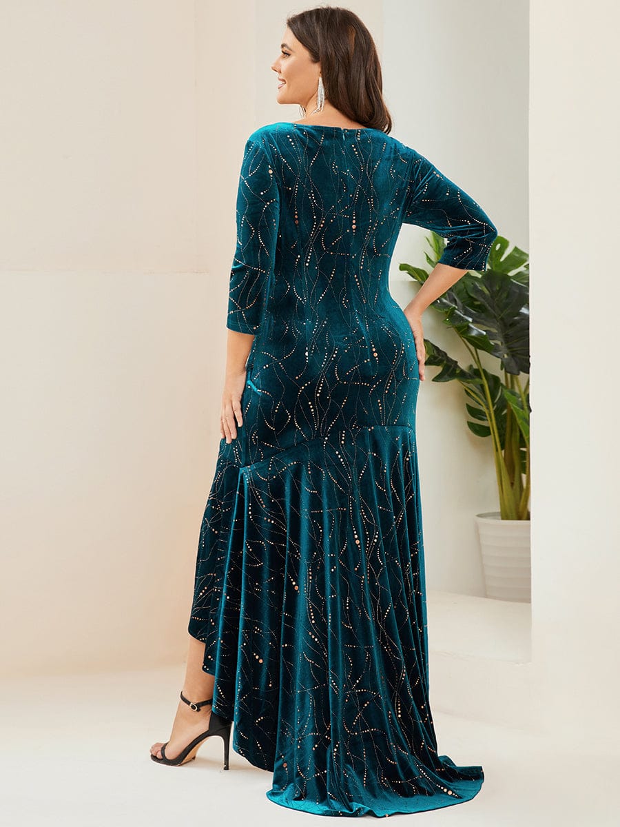 Sophisticated Plus Size Velvet Fishtail Evening Dress