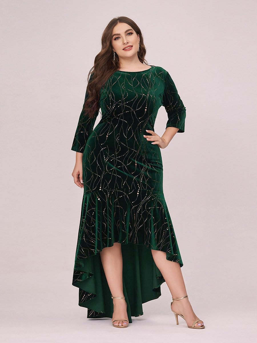 Sophisticated Plus Size Velvet Fishtail Evening Dress