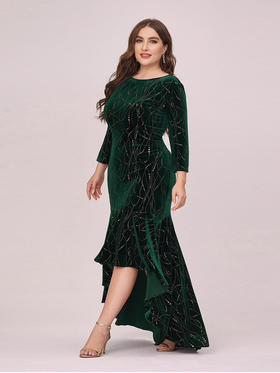 Sophisticated Plus Size Velvet Fishtail Evening Dress