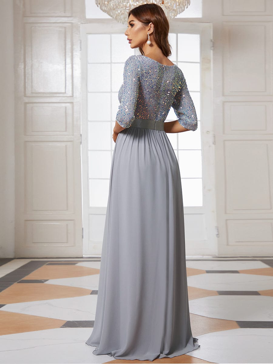 Sophisticated Sequined Patchwork A-Line Evening Gown