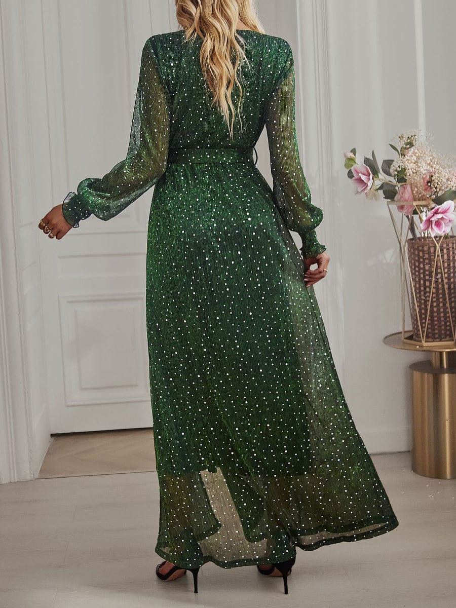 Sophisticated V-Neck Maxi Dress for Modern Commuters