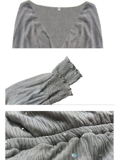 Sophisticated V-Neck Maxi Dress for Modern Commuters