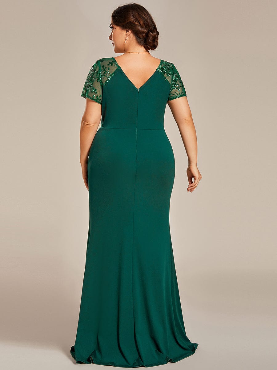 Sophistication Series: Deep-V Applique Detail Evening Gown