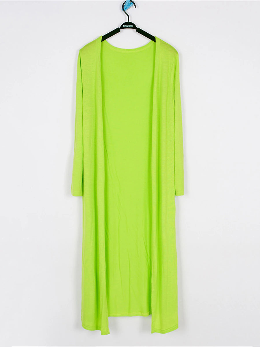 Women's Cardigan Sweater Open Front Ribbed Knit Modal Oversized Summer Fall Long Daily Going out Weekend Stylish Casual Soft Long Sleeve Solid Color Black White Yellow One-Size