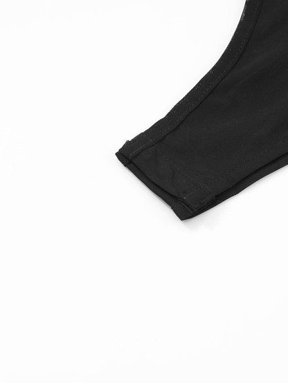 Sparkling Black Rhinestone Mesh Long Sleeve Bodysuit