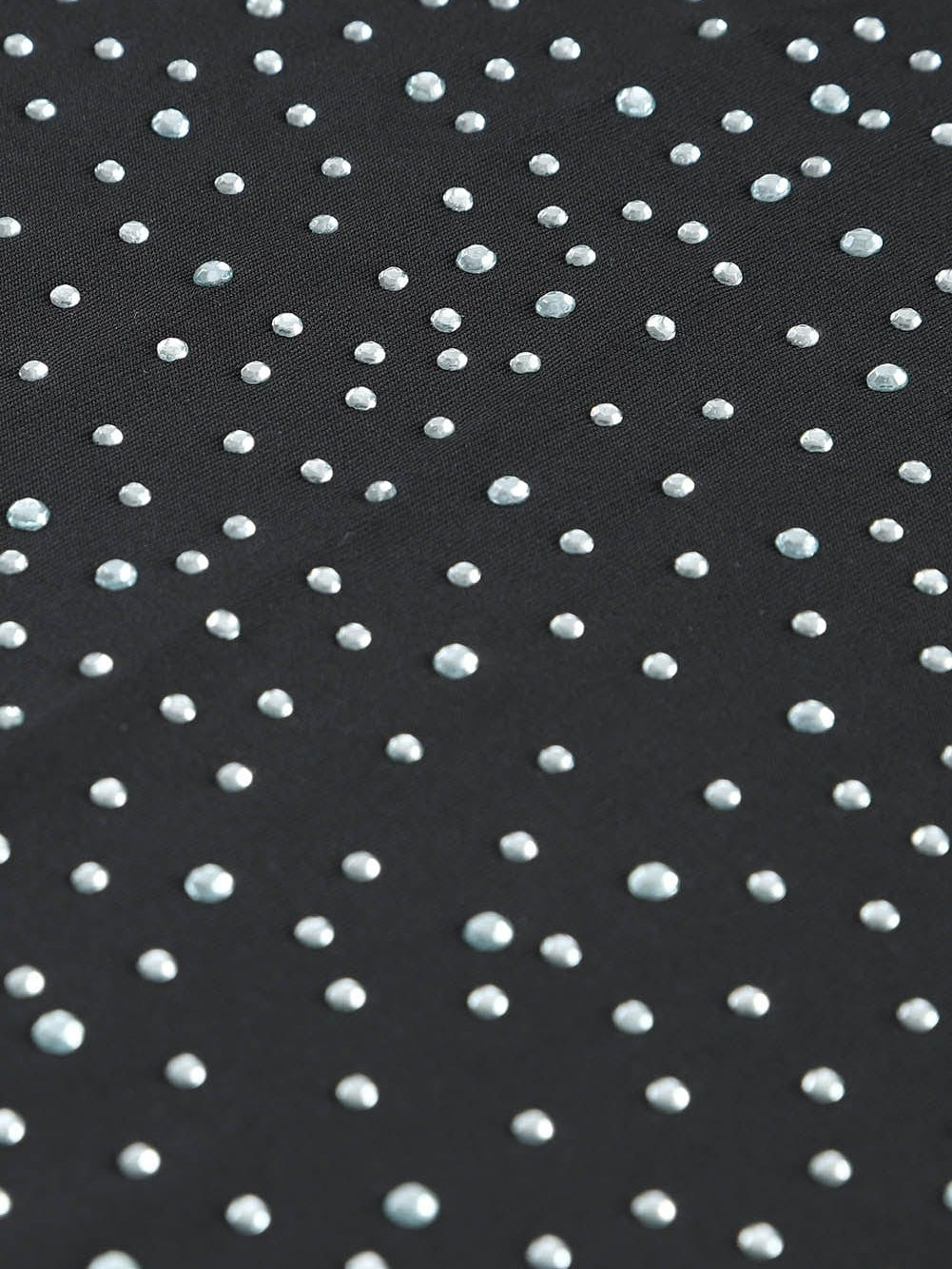 Sparkling Black Rhinestone Round Neck Short Sleeve Bodysuit