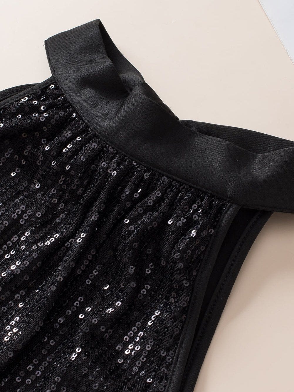 Sparkling Black Sequin Halter Tank Top