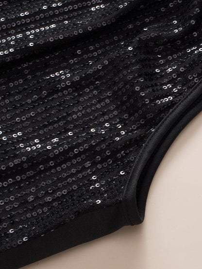 Sparkling Black Sequin Halter Tank Top