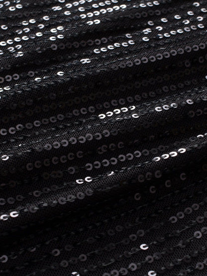 Sparkling Black Sequin Halter Tank Top