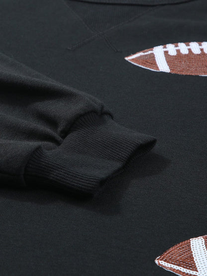 Sparkling Black Sequin Rugby Dress with Ruffled Hem