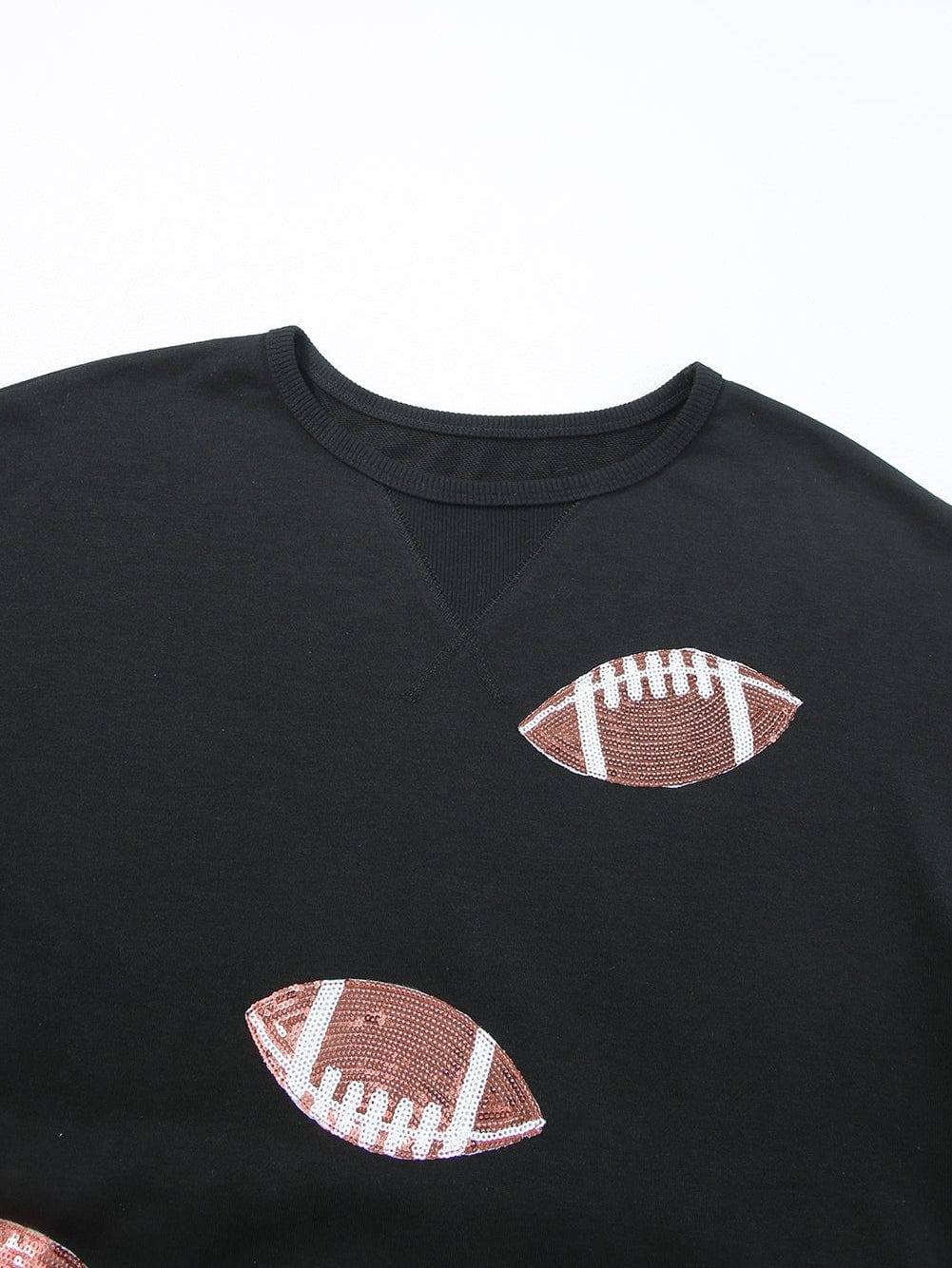 Sparkling Black Sequin Rugby Dress with Ruffled Hem