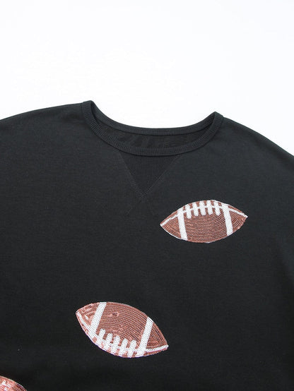 Sparkling Black Sequin Rugby Dress with Ruffled Hem