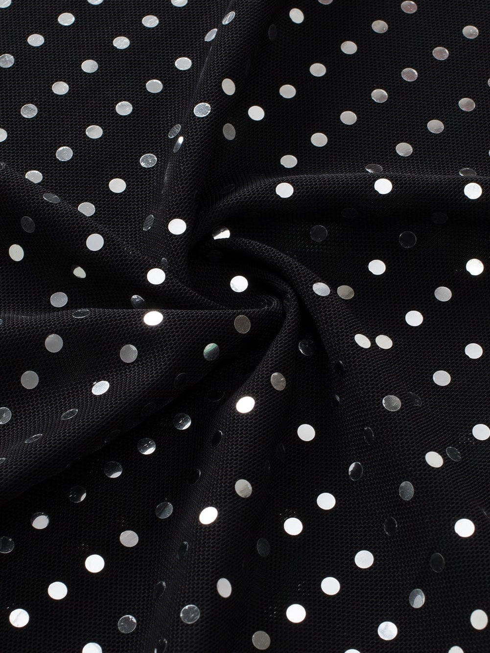 Sparkling Black Sequin Sheer Drop Shoulder Tee