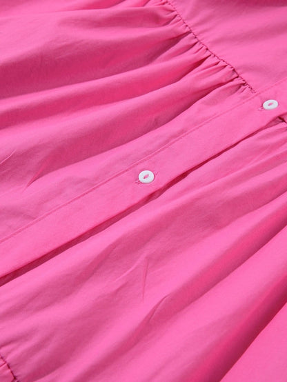 Sparkling Bonbon Sequin Bubble Sleeve Tiered Ruffle Shirt Dress