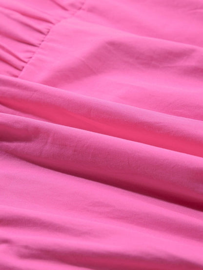 Sparkling Bonbon Sequin Bubble Sleeve Tiered Ruffle Shirt Dress