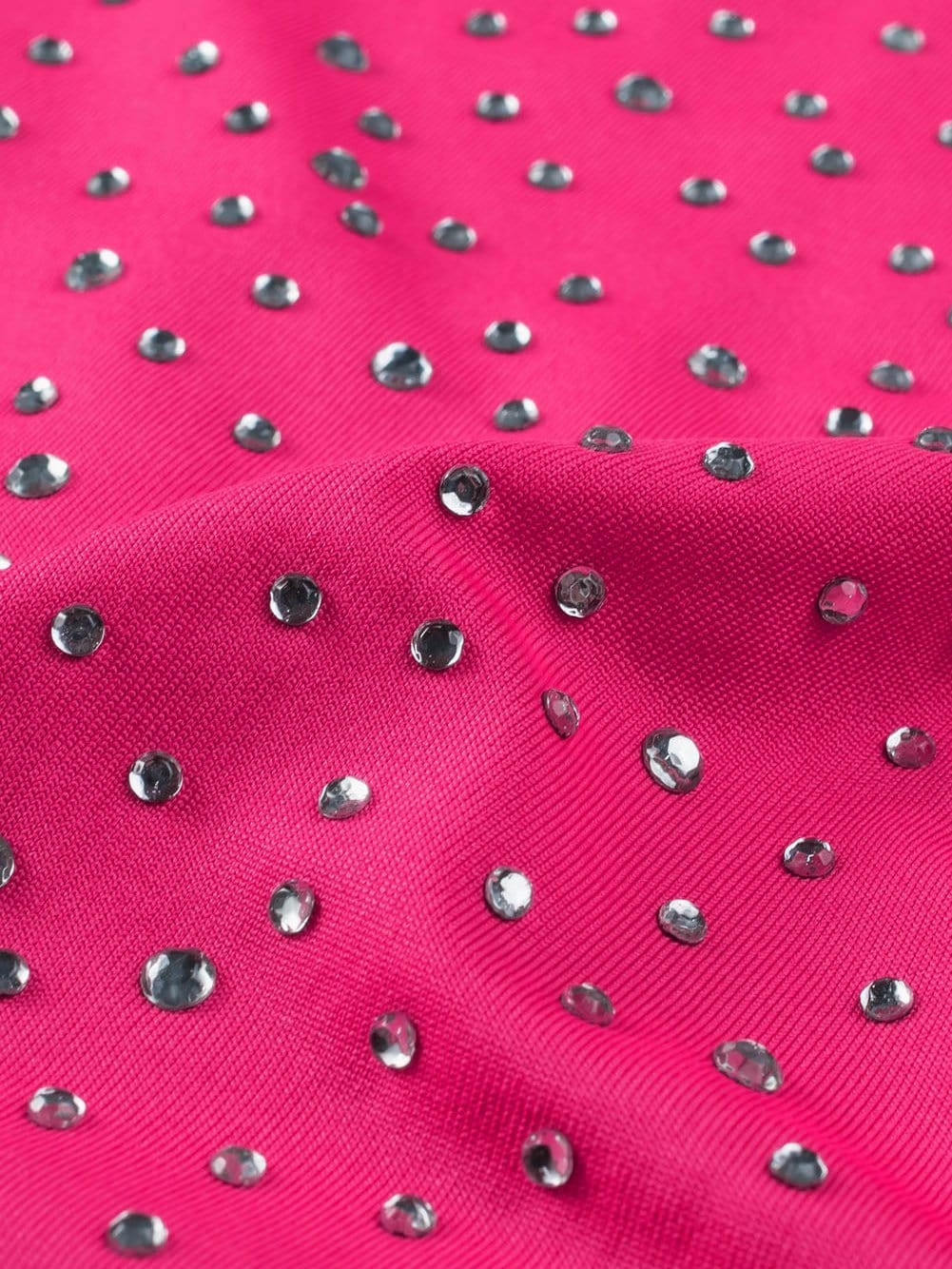 Sparkling Rose Rhinestone Round Neck Bodysuit with Short Sleeves