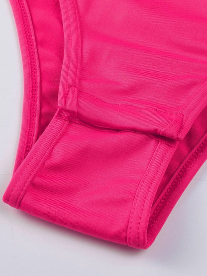 Sparkling Rose Rhinestone Round Neck Bodysuit with Short Sleeves