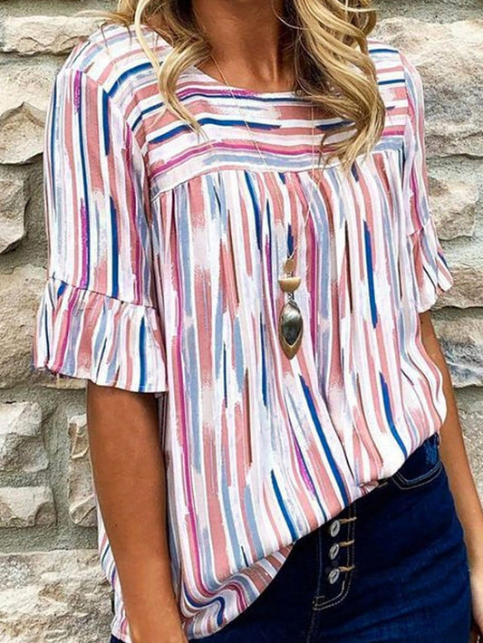 Splash Striped Bohemian Summer Blouse