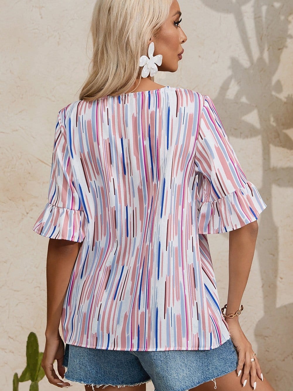 Splash Striped Bohemian Summer Blouse