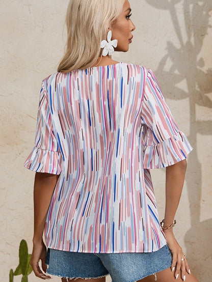 Splash Striped Bohemian Summer Blouse
