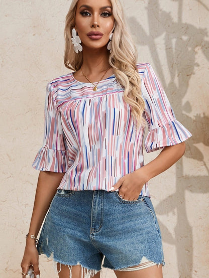 Splash Striped Bohemian Summer Blouse