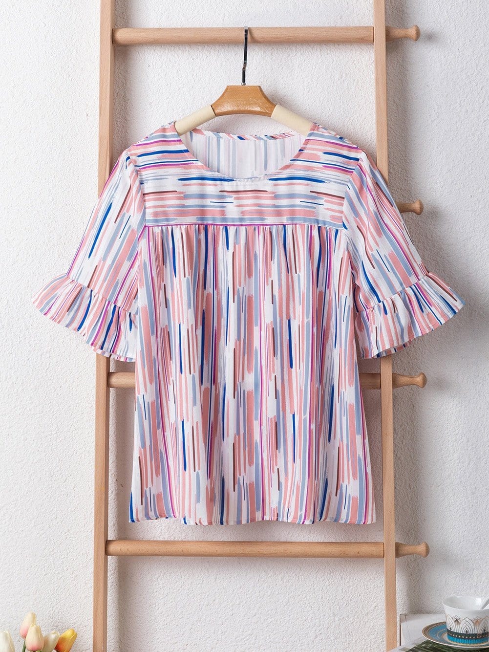 Splash Striped Bohemian Summer Blouse