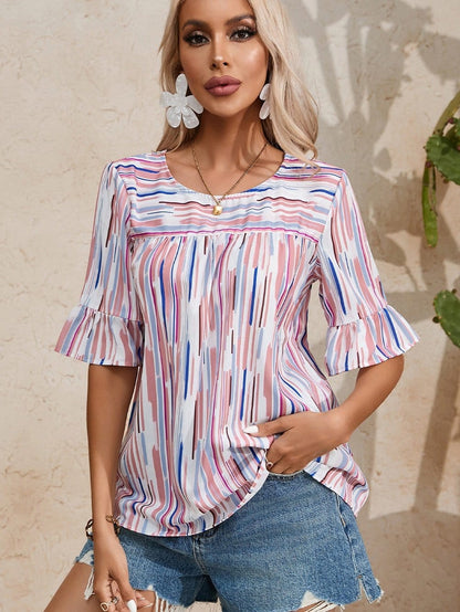 Splash Striped Bohemian Summer Blouse
