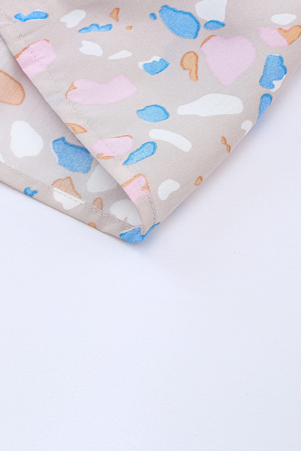 Splattered Print Tiered V-Neck Ruffle Dress with Flutter Sleeves