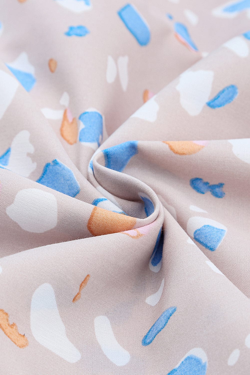 Splattered Print Tiered V-Neck Ruffle Dress with Flutter Sleeves