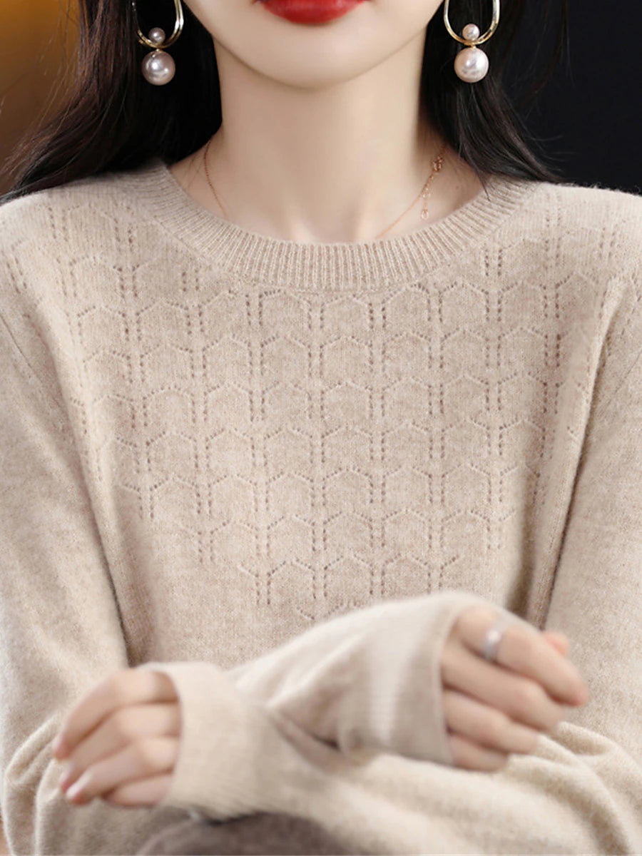 Women's Pullover Sweater Jumper Crew Neck Ribbed Knit Polyester Knitted Fall Winter Regular Outdoor Home Daily Fashion Streetwear Casual Long Sleeve Solid Color Cherry Red Shrimp Pink Avocado Green S