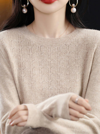 Women's Pullover Sweater Jumper Crew Neck Ribbed Knit Polyester Knitted Fall Winter Regular Outdoor Home Daily Fashion Streetwear Casual Long Sleeve Solid Color Cherry Red Shrimp Pink Avocado Green S