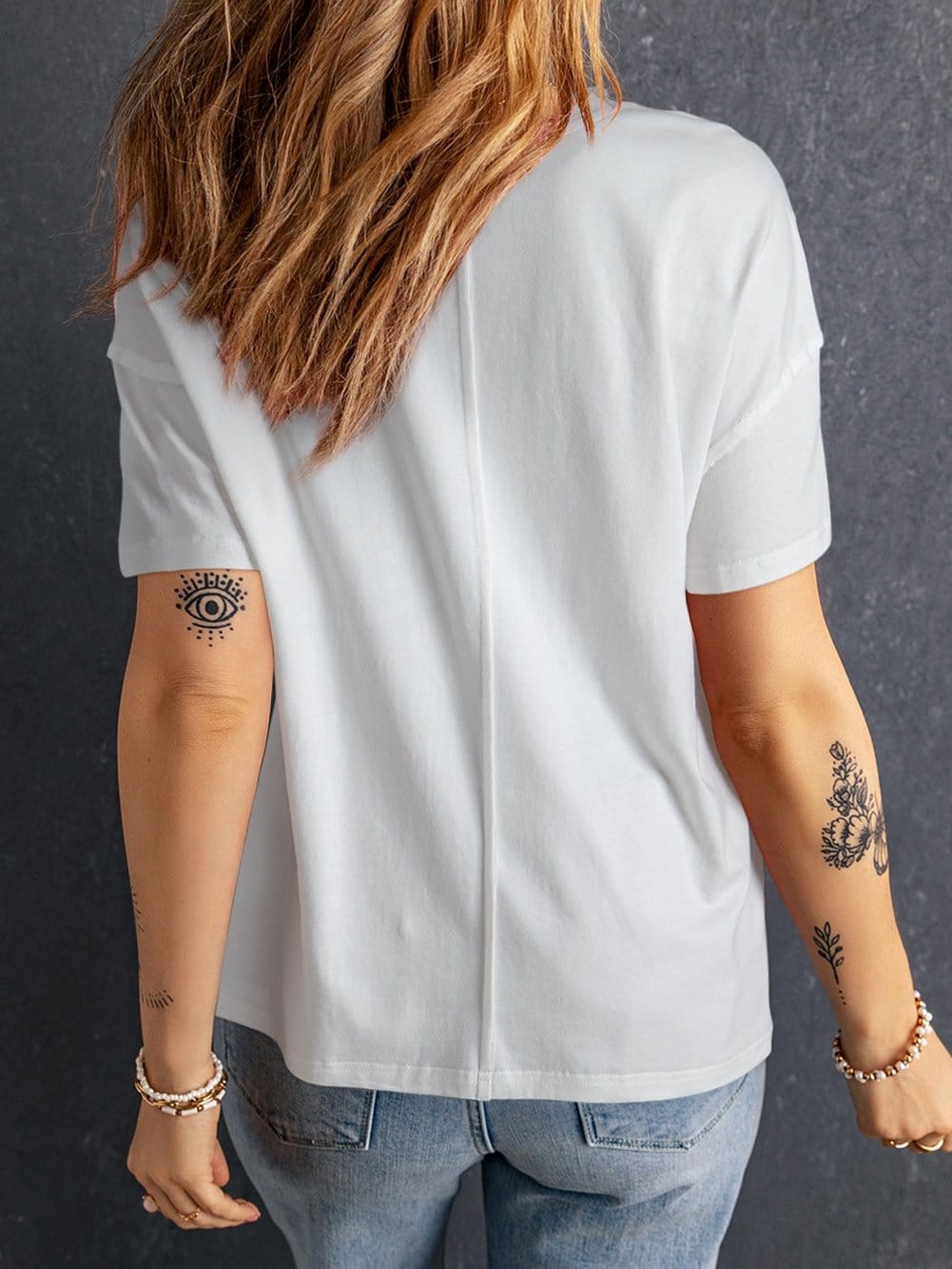 Starlight White Loose Fit Patchwork T-shirt