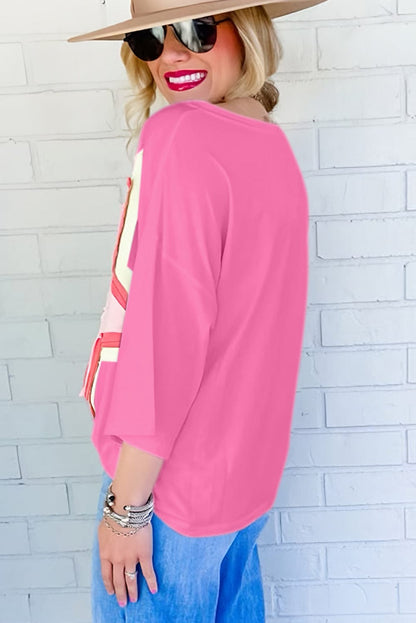 Starry Bonbon Oversized Tee with Colorblock Design