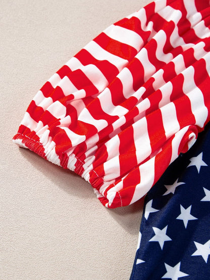 Starry Patriotism Navy Blue Puff Sleeve Tee