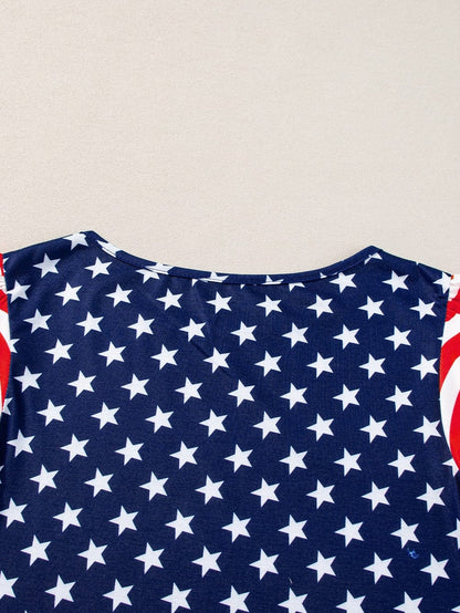 Starry Patriotism Navy Blue Puff Sleeve Tee