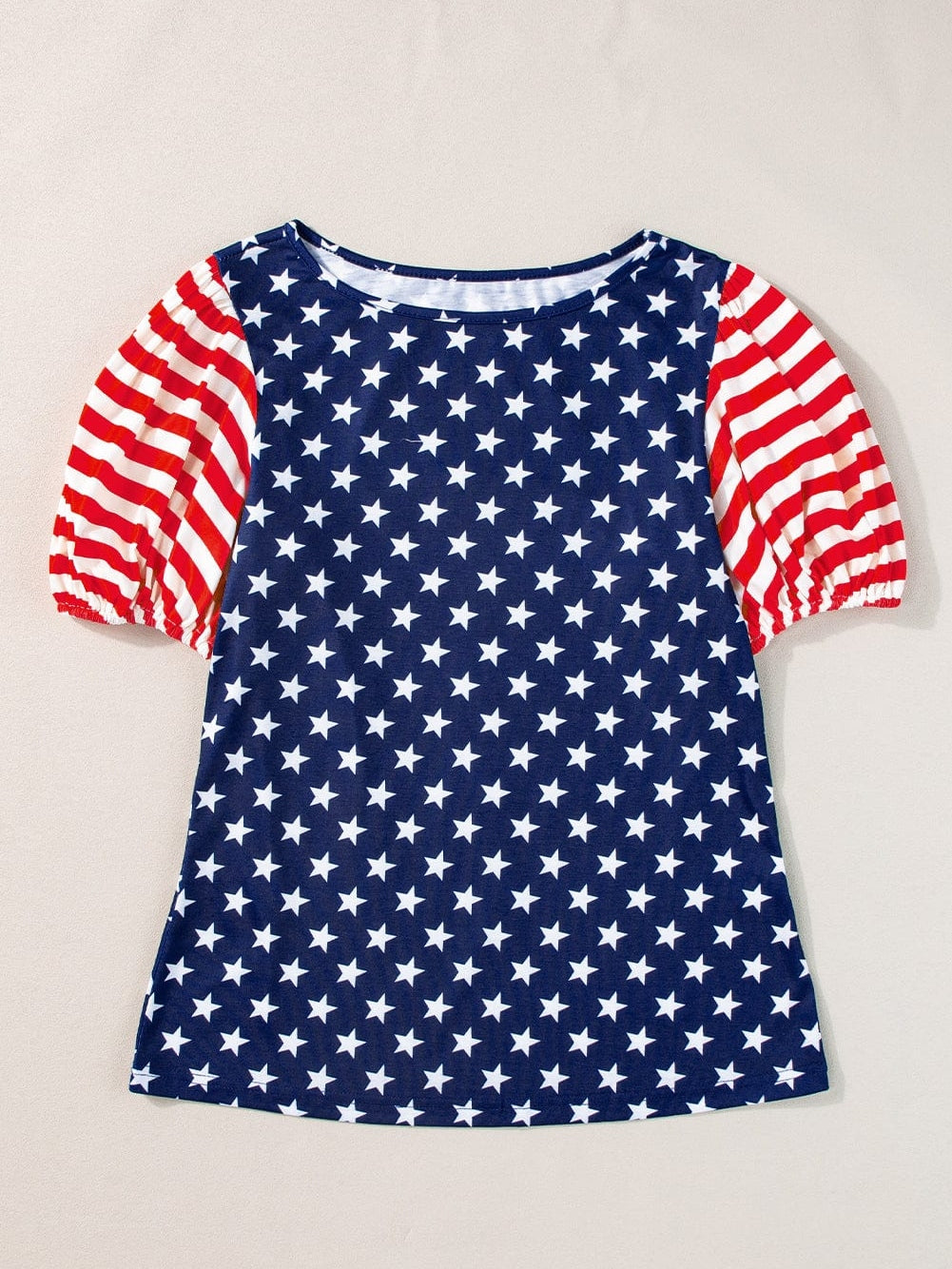 Starry Patriotism Navy Blue Puff Sleeve Tee