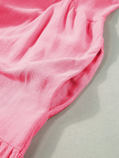 Strawberry Pink Babydoll V-Neck Mini Dress