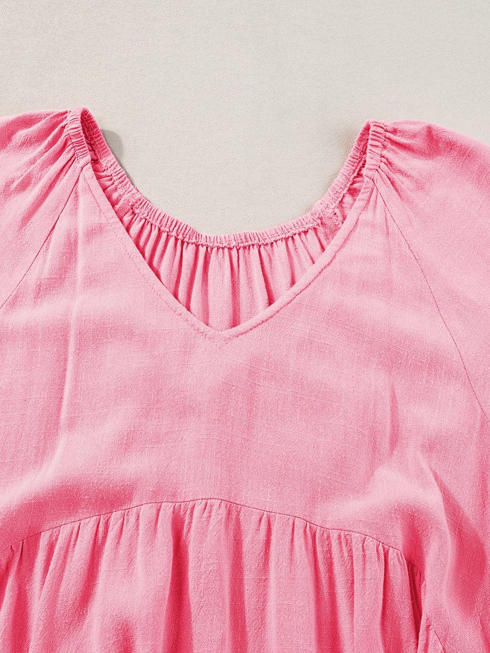 Strawberry Pink Babydoll V-Neck Mini Dress