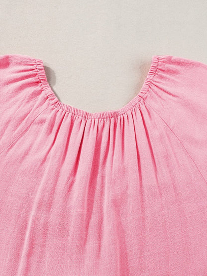Strawberry Pink Babydoll V-Neck Mini Dress