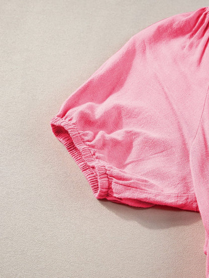 Strawberry Pink Babydoll V-Neck Mini Dress