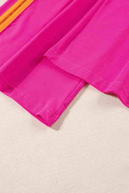 Strawberry Pink Colorblock Casual Co-ord Set