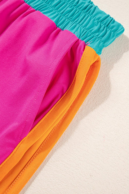 Strawberry Pink Colorblock Casual Co-ord Set