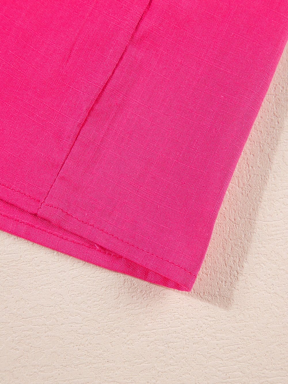 Strawberry Pink Embroidered Geometric Tassel Tie V Neck Top