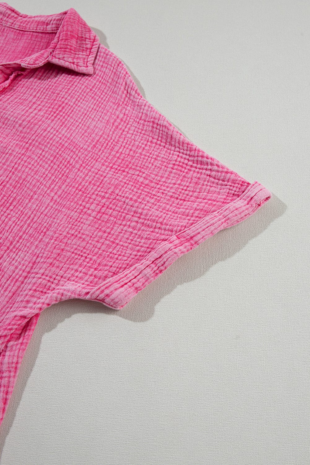 Strawberry Pink Mineral Wash Tiered Shift Dress with Raw Hem