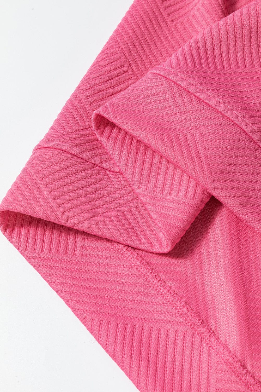 Strawberry Pink Textured Casual Two-Piece Pant Set