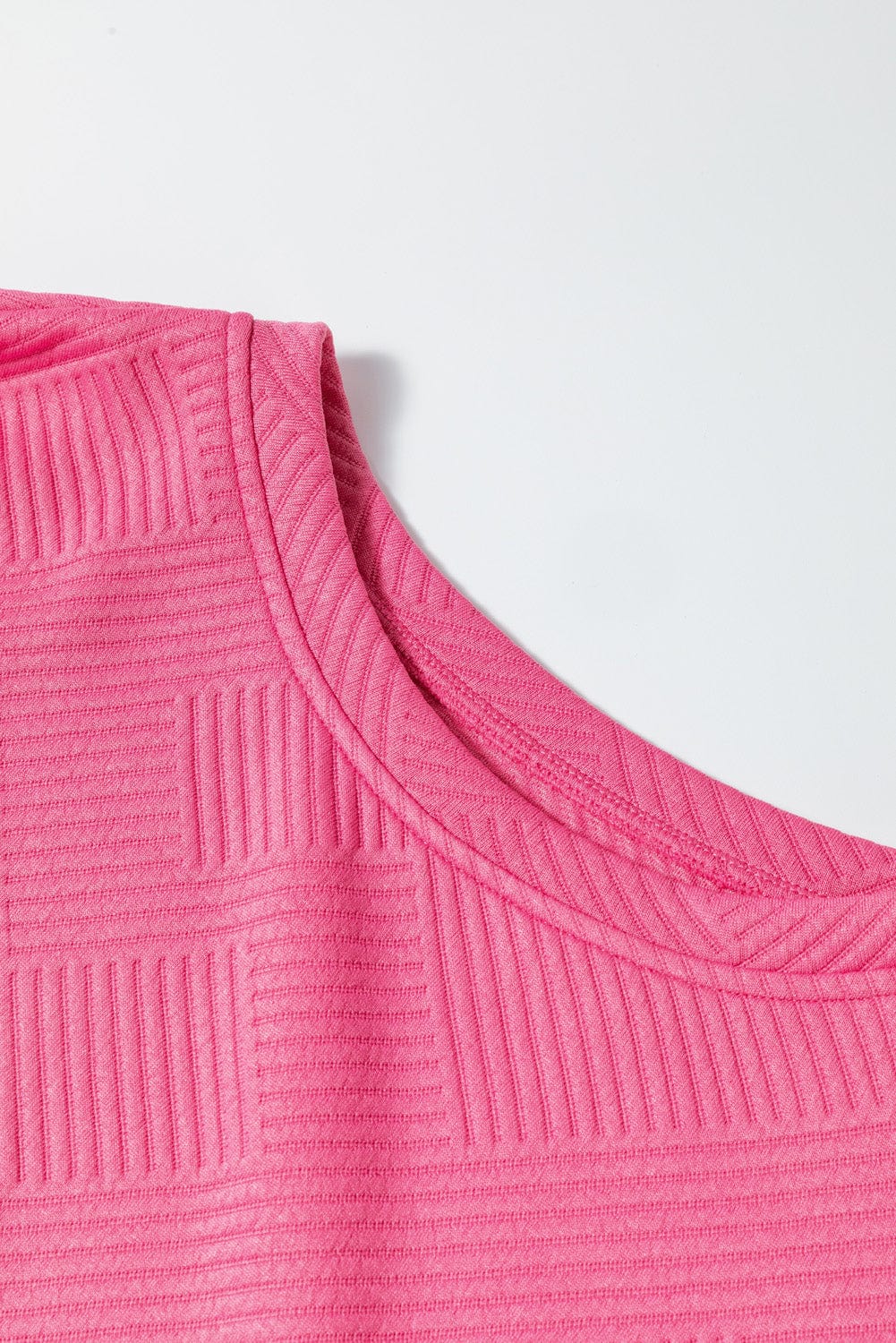 Strawberry Pink Textured Casual Two-Piece Pant Set