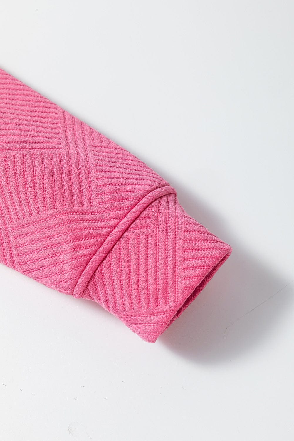 Strawberry Pink Textured Casual Two-Piece Pant Set