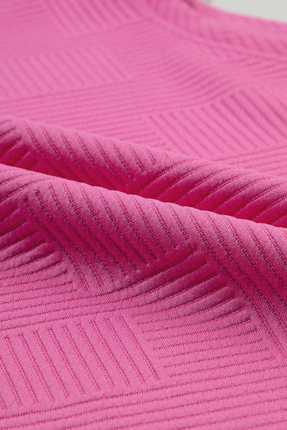 Strawberry Pink Textured Drawstring Shorts Set with Matching Top